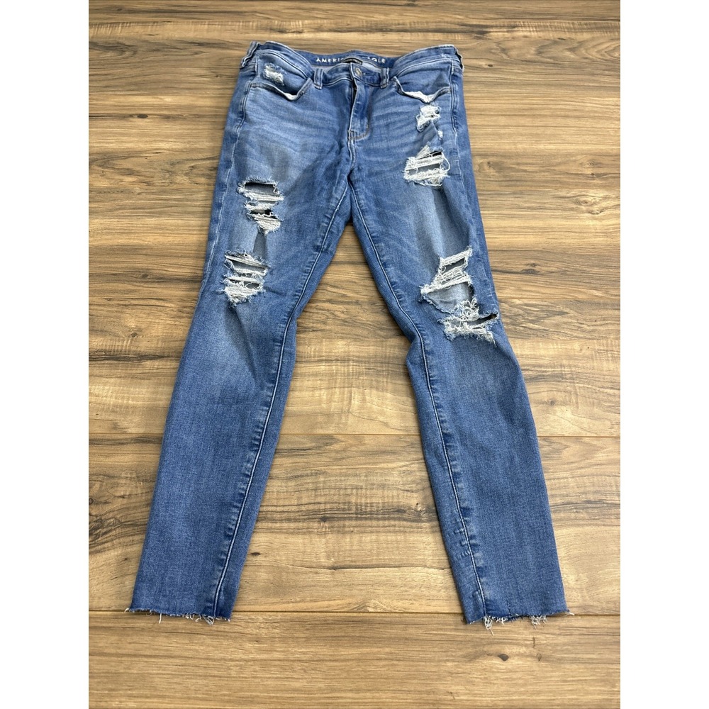 American‎ Eagle Jegging Skinny Jeans Next Level Stretch Size 6 Short Ripped